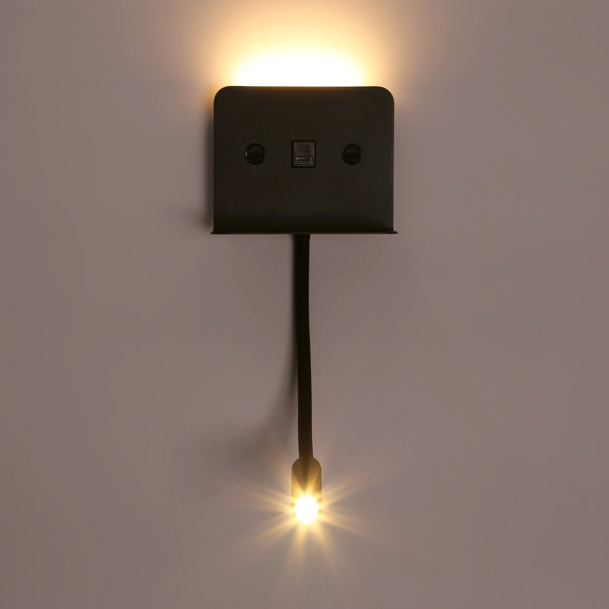 Aplique de pared para lectura "SLANGE 2" - 3W + 6W - Puerto USB + USB-C (25)