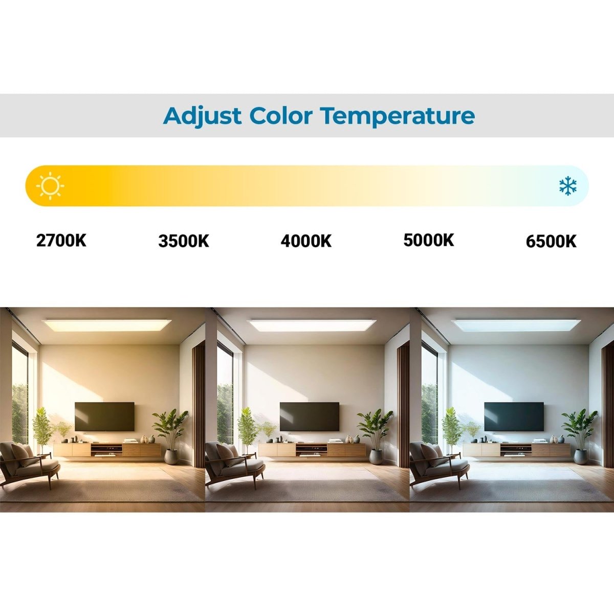 Plafón de techo LED Backlight - 120x30cm - 36W - CCT + RGB IC - Con mando a distancia - Barcelona Led-