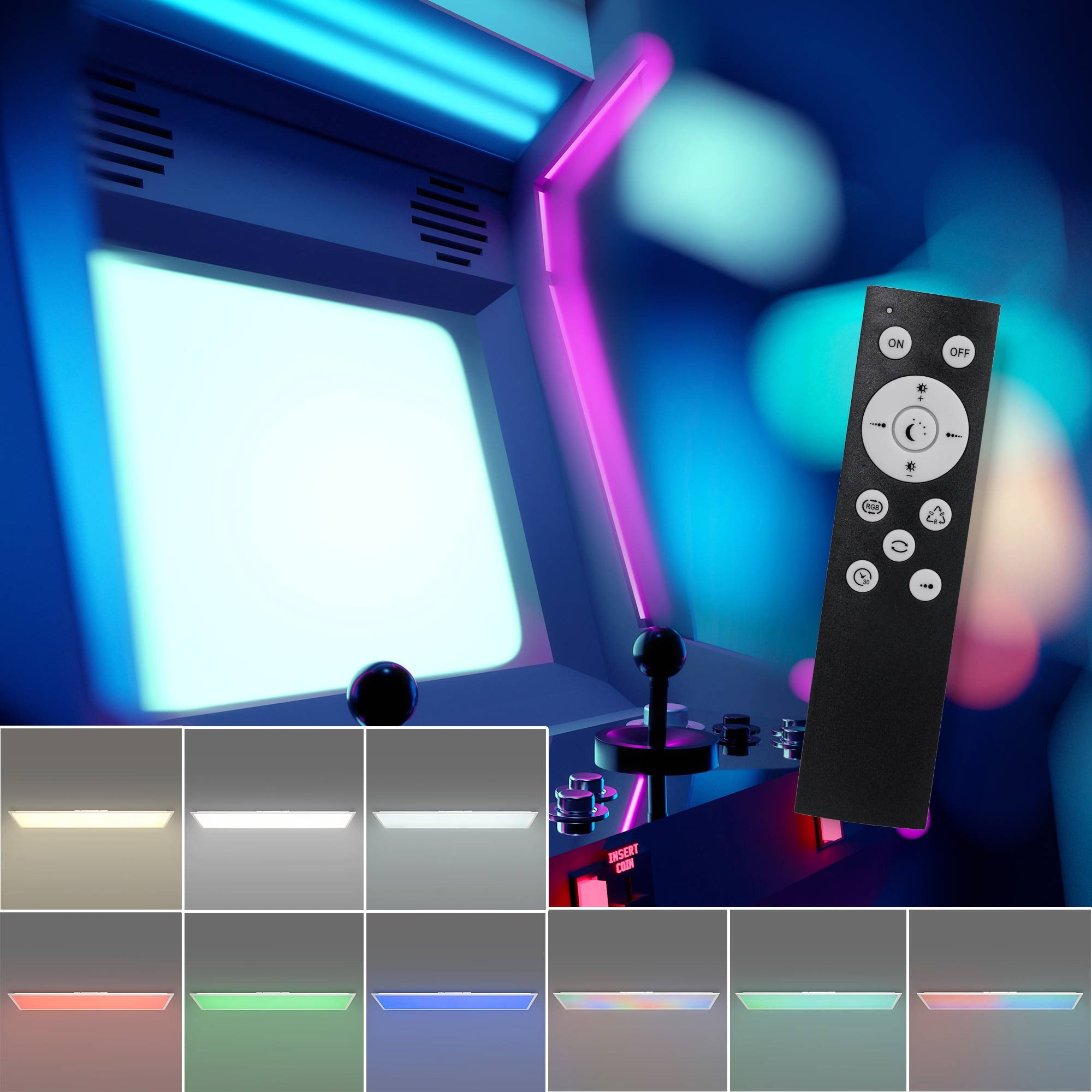 Plafón de techo LED Backlight - 120x30cm - 36W - CCT + RGB IC - Con mando a distancia (20)