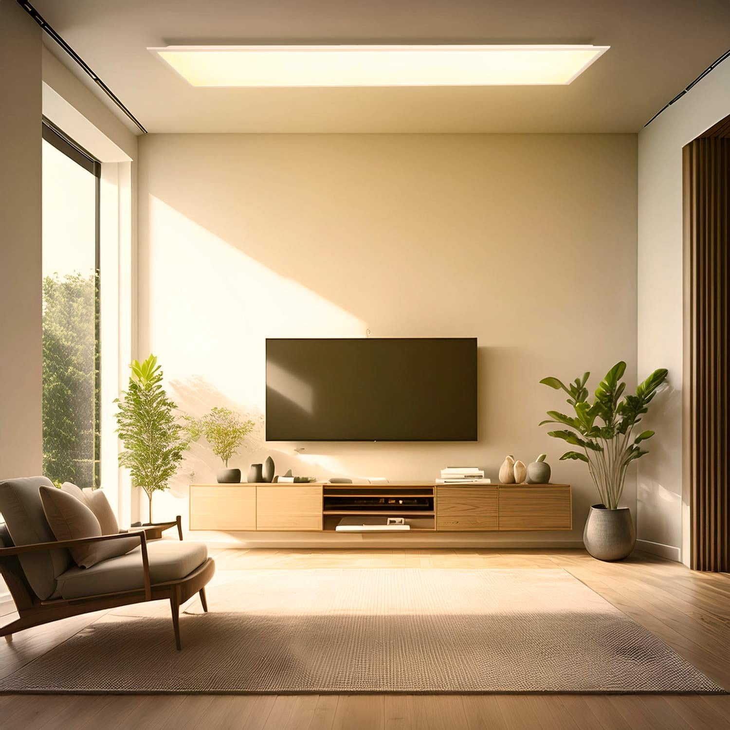 Plafón de techo LED Backlight - 120x30cm - 36W - CCT + RGB IC - Con mando a distancia (22)