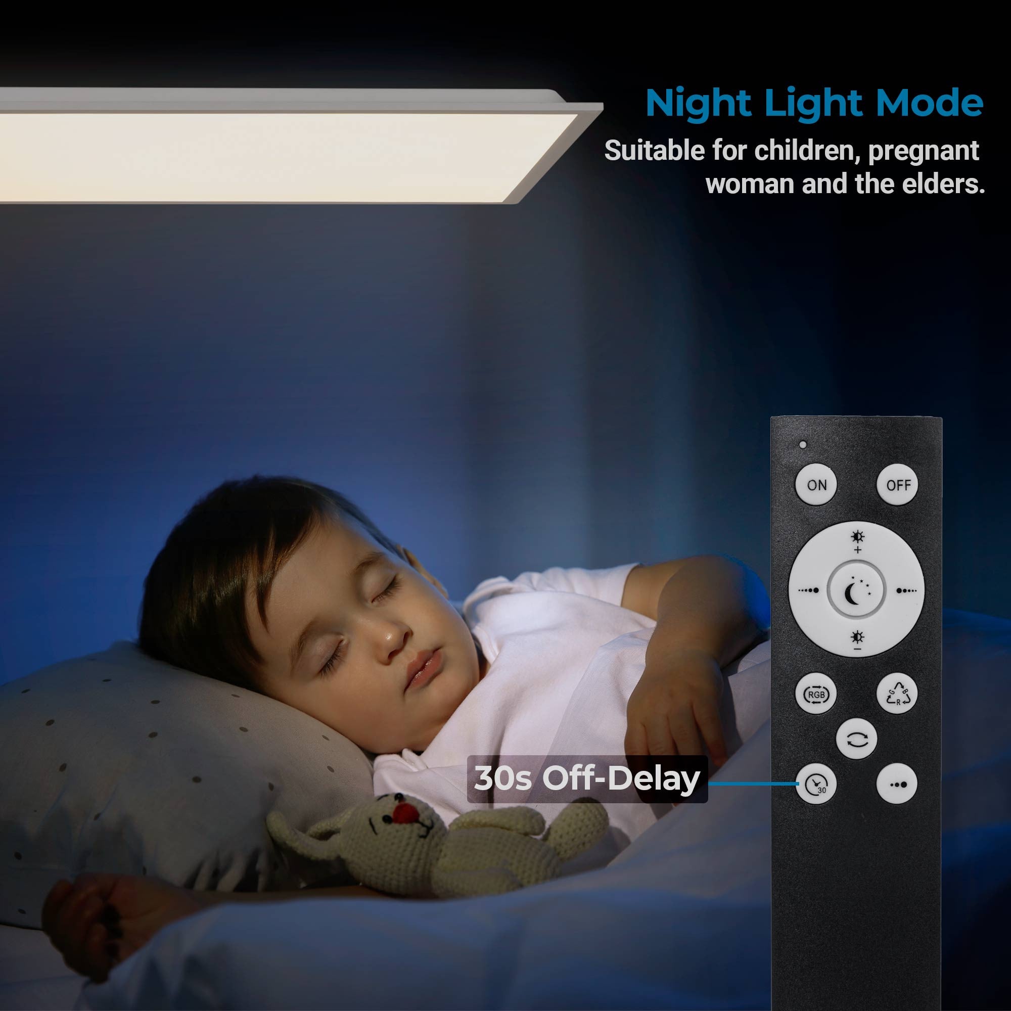 Plafón de techo LED Backlight - 120x30cm - 36W - CCT + RGB IC - Con mando a distancia (23)