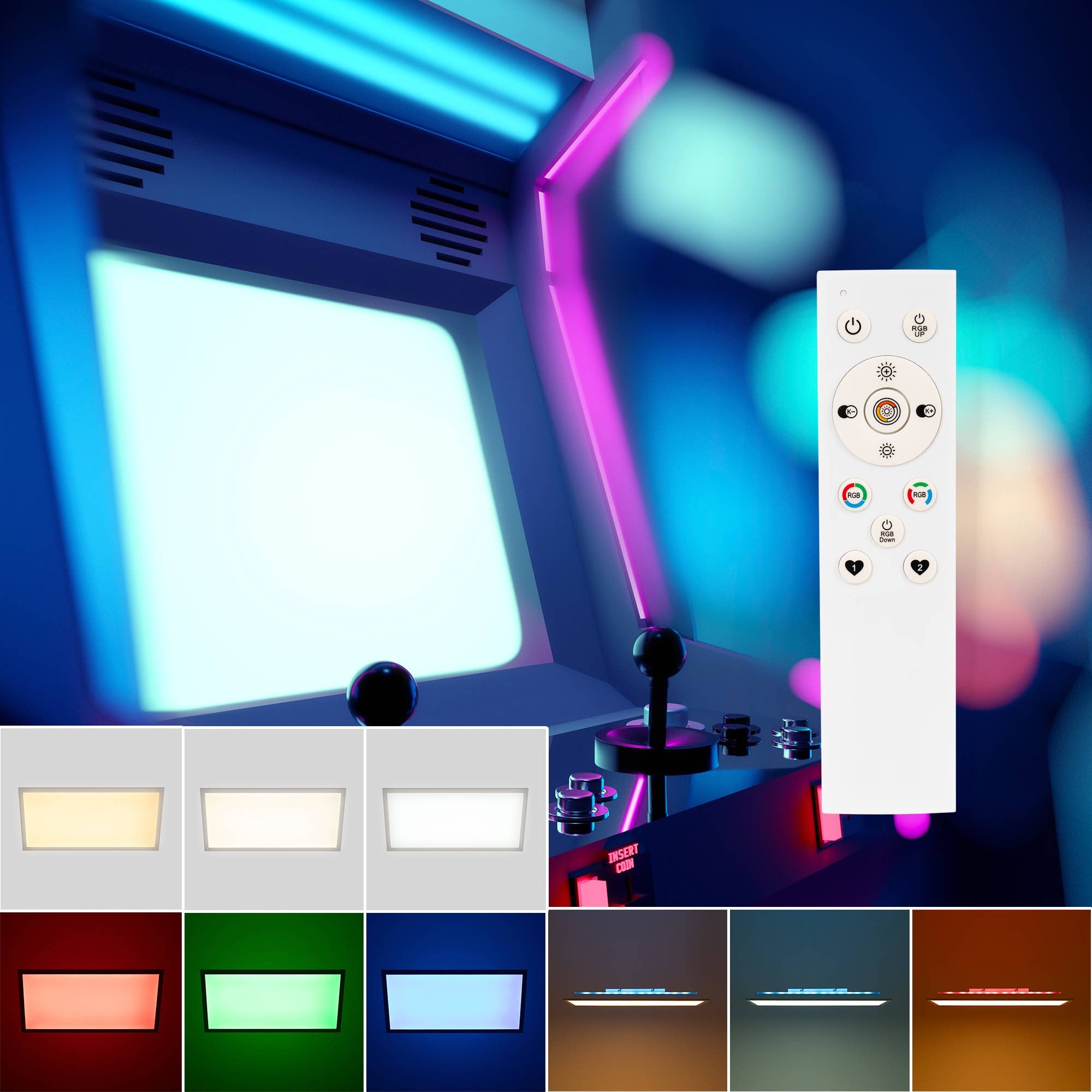 Plafón de techo LED Backlight - 60x30cm - 22W - CCT + 2RGB - Retroiluminado (1)