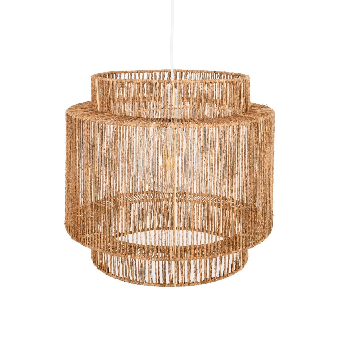 Lámpara colgante de yute "RAWA" con interruptor y enchufe - E27 - Barcelona Led-Decoración
