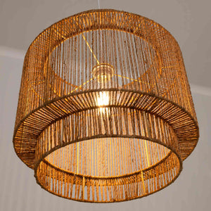 Lámpara colgante de yute "RAWA" con interruptor y enchufe - E27 (10)