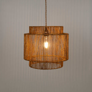 Lámpara colgante de yute "RAWA" con interruptor y enchufe - E27 (15)