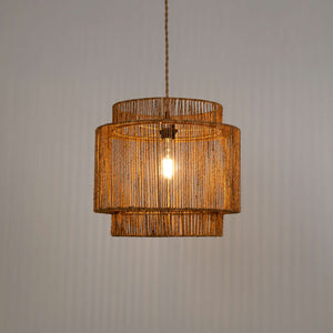 Lámpara colgante de yute "RAWA" con interruptor y enchufe - E27 (16)