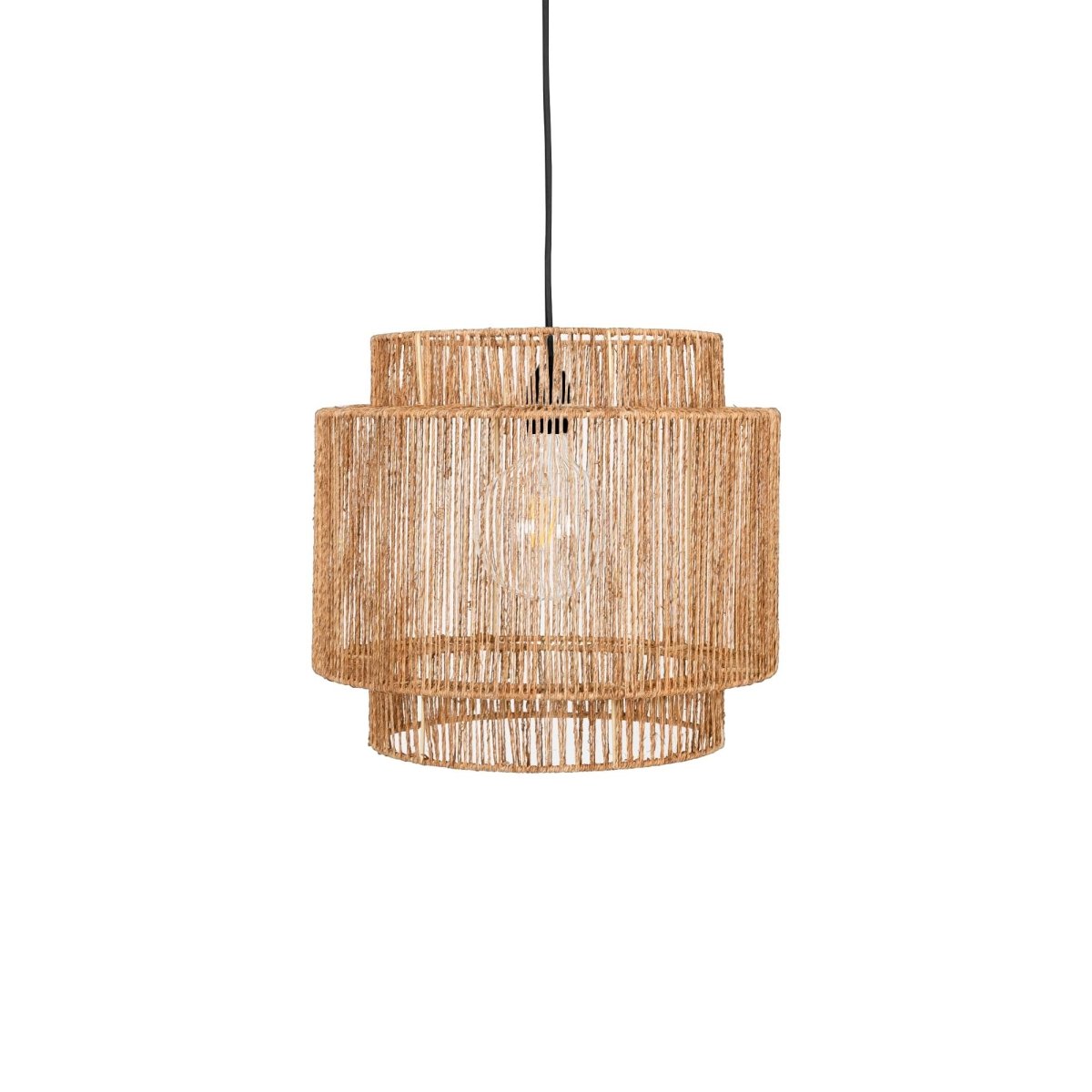 Lámpara colgante de yute "RAWA" con interruptor y enchufe - E27 - Barcelona Led-Decoración