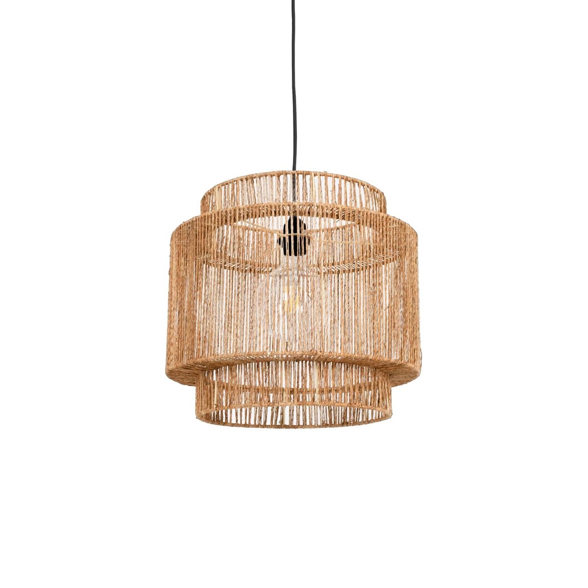 Lámpara colgante de yute "RAWA" con interruptor y enchufe - E27 - Barcelona Led-Decoración