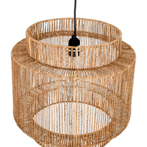 Lámpara colgante de yute "RAWA" con interruptor y enchufe - E27 (27)