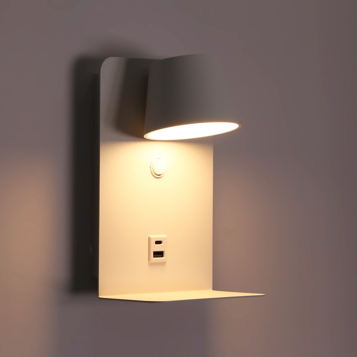 Aplique de pared para lectura "BASKOP" - Puerto USB + USB-C - 6W - Barcelona Led-Decoración