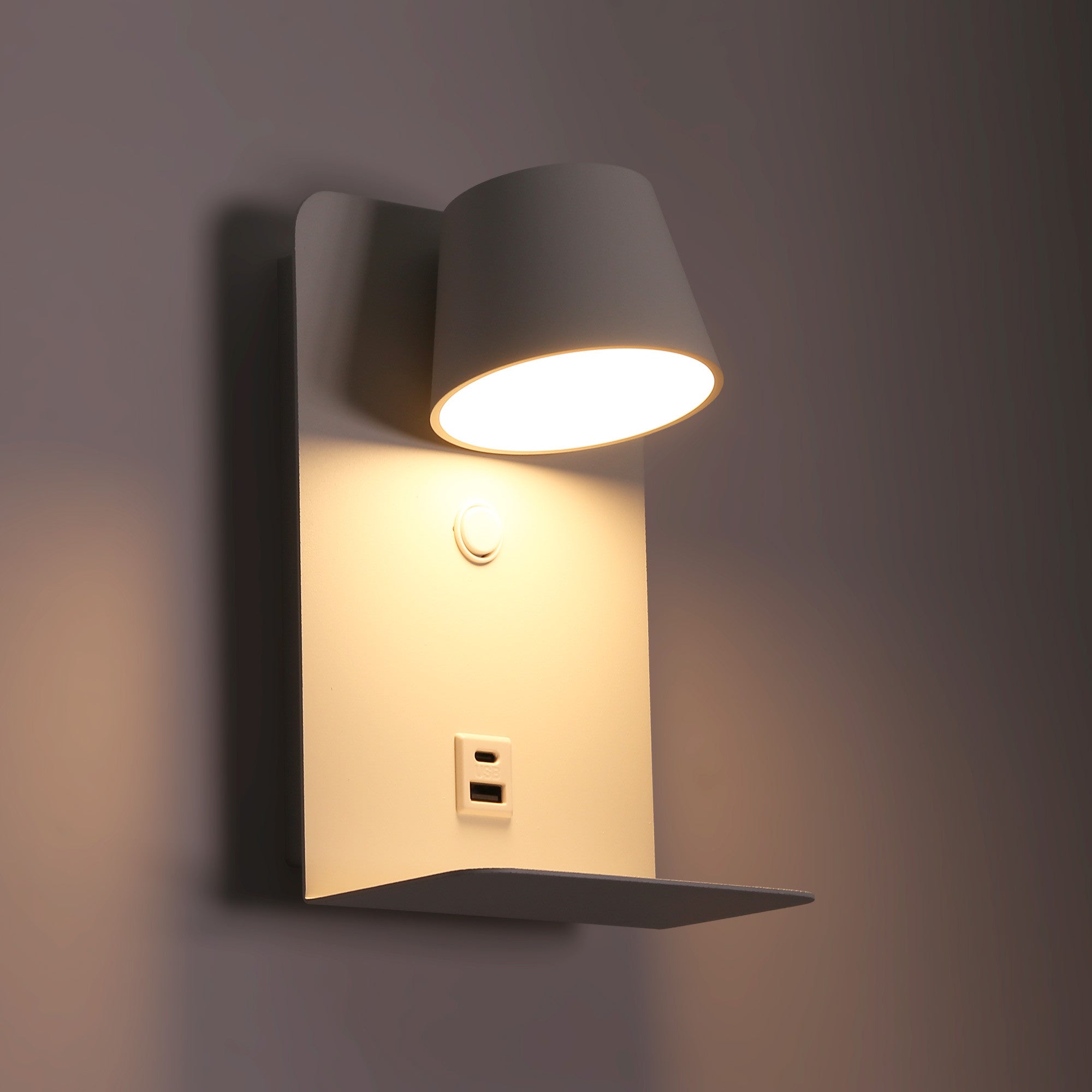 Aplique de pared para lectura "BASKOP" - Puerto USB + USB-C - 6W