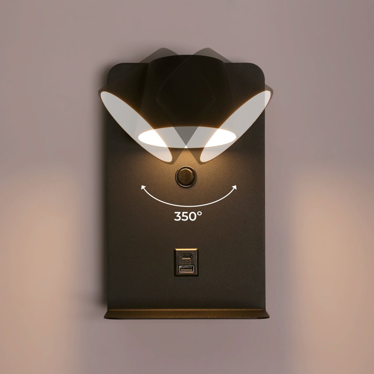 Aplique de pared para lectura "BASKOP" - Puerto USB + USB-C - 6W - Barcelona Led-Decoración
