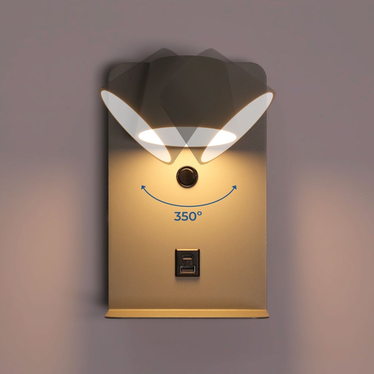 Aplique de pared para lectura "BASKOP" - Puerto USB + USB-C - 6W - Barcelona Led-Decoración