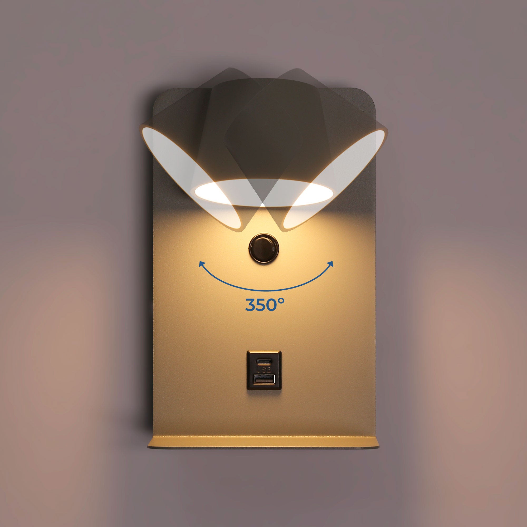 Aplique de pared para lectura "BASKOP" - Puerto USB + USB-C - 6W (80)