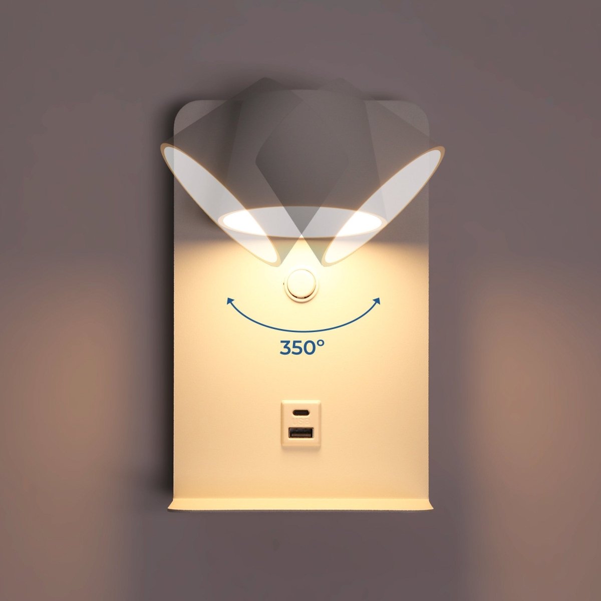 Aplique de pared para lectura "BASKOP" - Puerto USB + USB-C - 6W - Barcelona Led-Decoración
