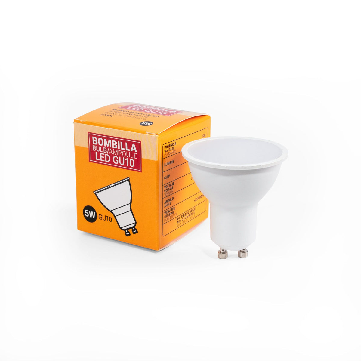 KIT - Aro downlight basculante Ø75mm + Bombilla GU10 5W + Casquillo GU10 (5)