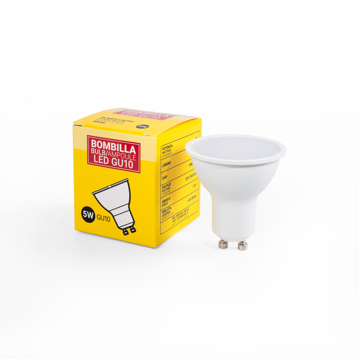 KIT - Aro downlight basculante Ø75mm + Bombilla GU10 5W + Casquillo GU10 (12)