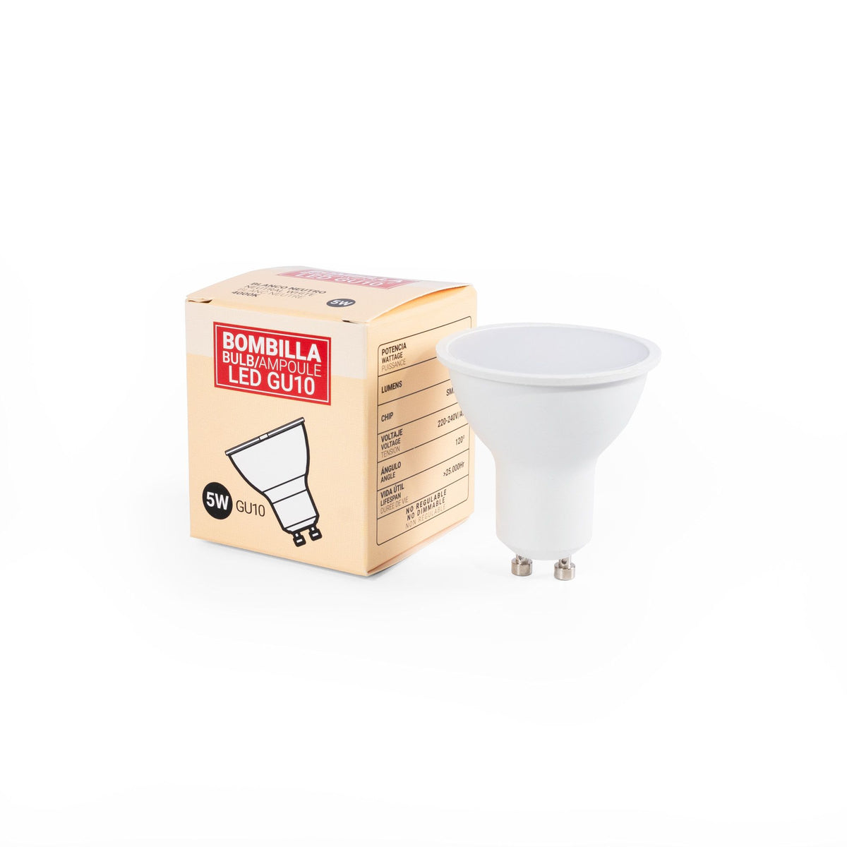 KIT - Aro downlight basculante Ø75mm + Bombilla GU10 5W + Casquillo GU10 (20)