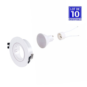 KIT - Aro downlight basculante Ø75mm + Bombilla GU10 5W + Casquillo GU10 (6)