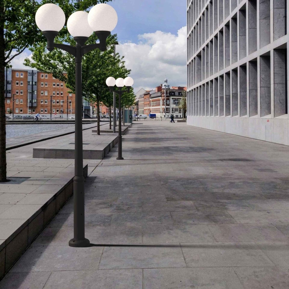 Poste Exterior de Tres Luces "GLOBE 400 MODERN" Fumagalli - 4 opciones - E27 - Barcelona Led-