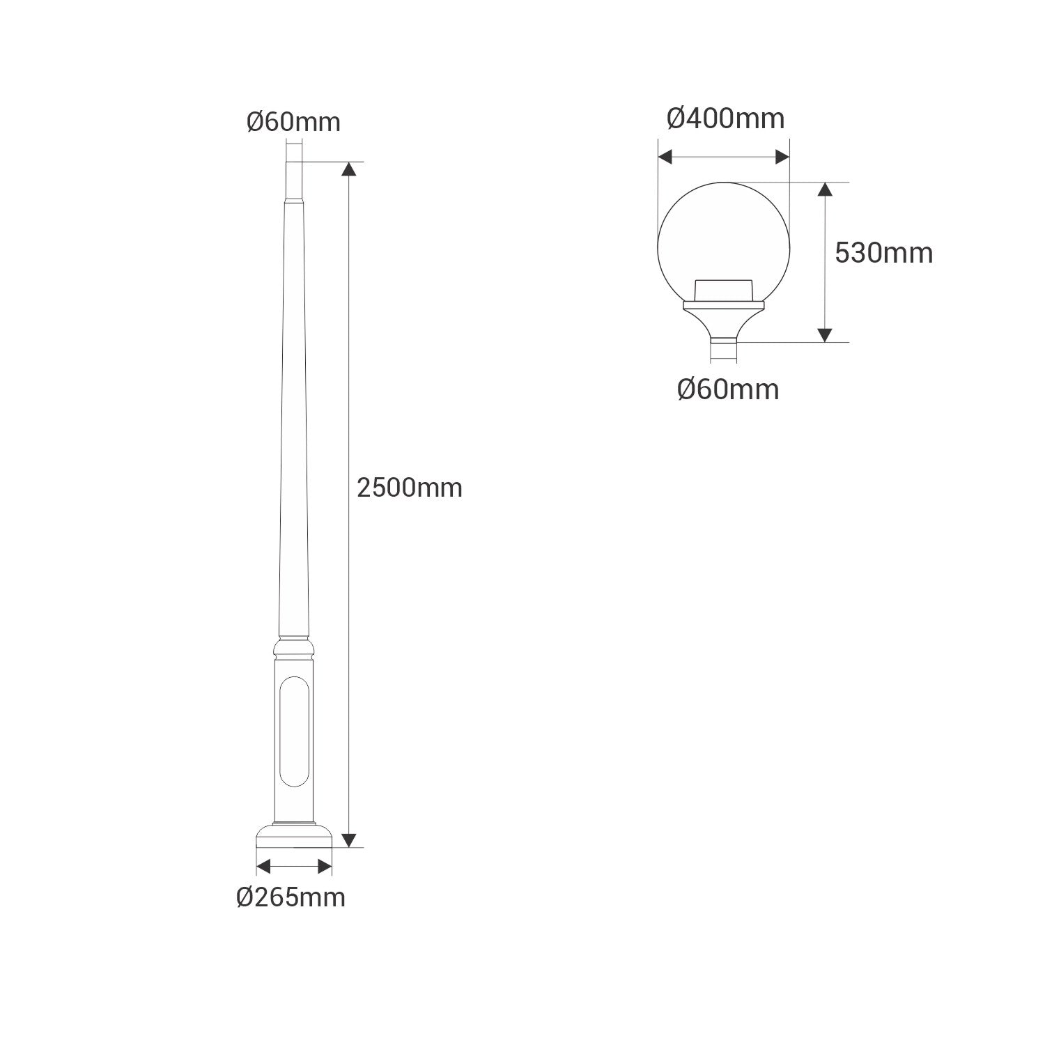 Poste de luz exterior "GLOBE 400 MODERN" Fumagalli - 4 opciones - E27 (3)