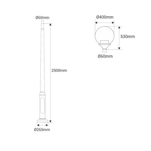 Poste de luz exterior "GLOBE 400 MODERN" Fumagalli - 4 opciones - E27 (3)