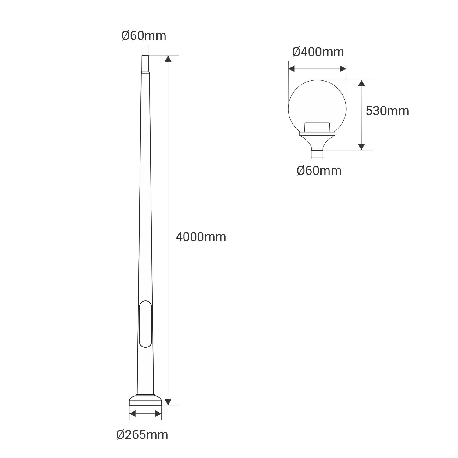 Poste de luz exterior "GLOBE 400 MODERN" Fumagalli - 4 opciones - E27 (4)