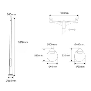 Poste Exterior de Dos Luces "GLOBE 400 MODERN" Fumagalli - 4 opciones - E27 (5)