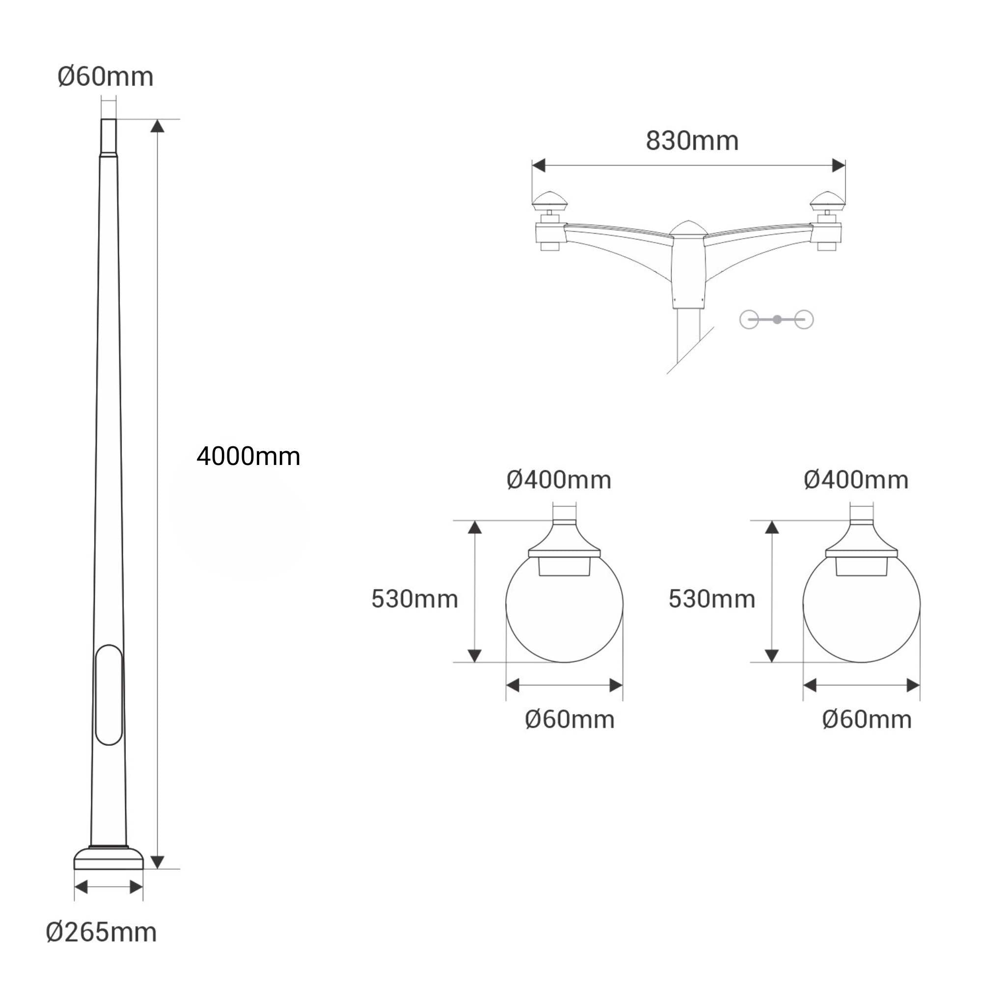 Poste Exterior de Dos Luces "GLOBE 400 MODERN" Fumagalli - 4 opciones - E27 (10)