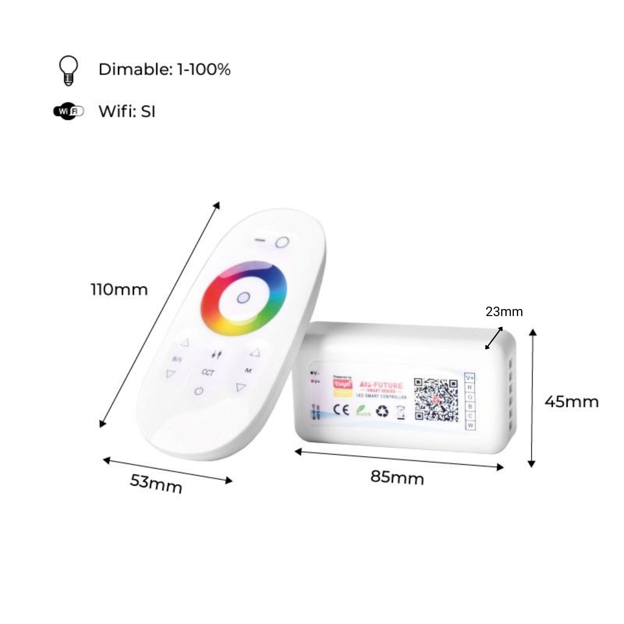 Controlador LED RBG+CCT SMART WIFI con mando a distancia - 12-24V DC - 5 canales (5)