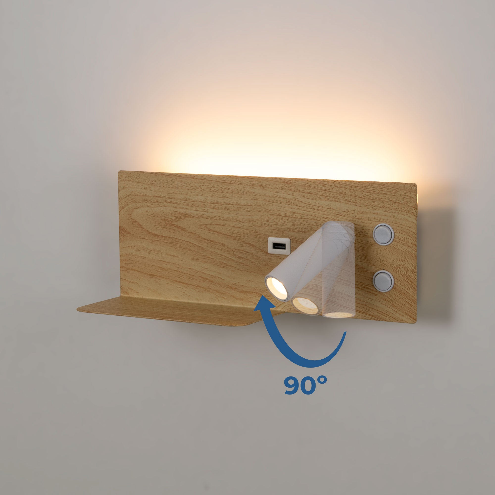 Aplique de pared para lectura con puerto USB "Kerta" - Iluminación doble - 3W+7W (51)