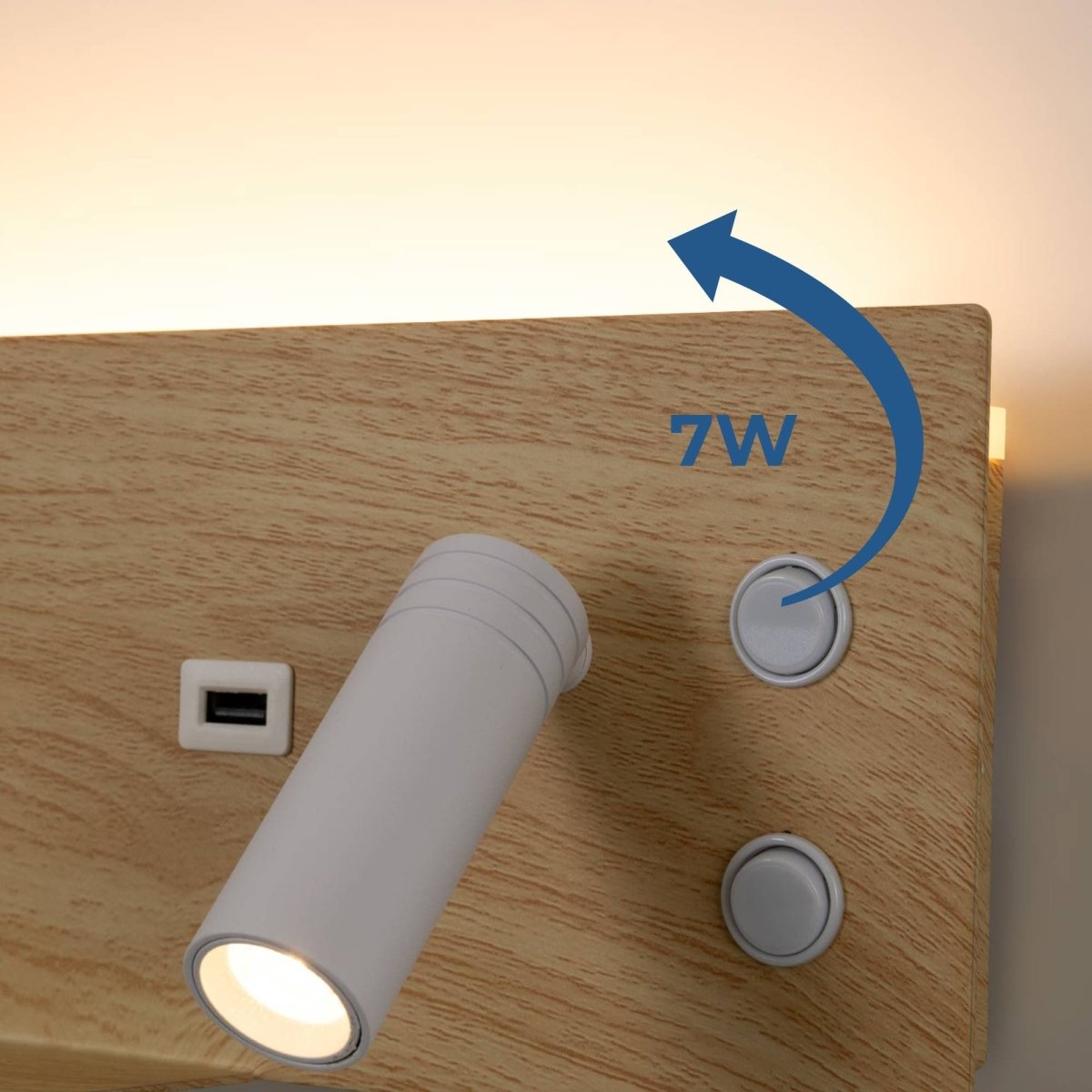 Aplique de pared para lectura con puerto USB "Kerta" - Iluminación doble - 3W+7W - Barcelona Led-Decoración