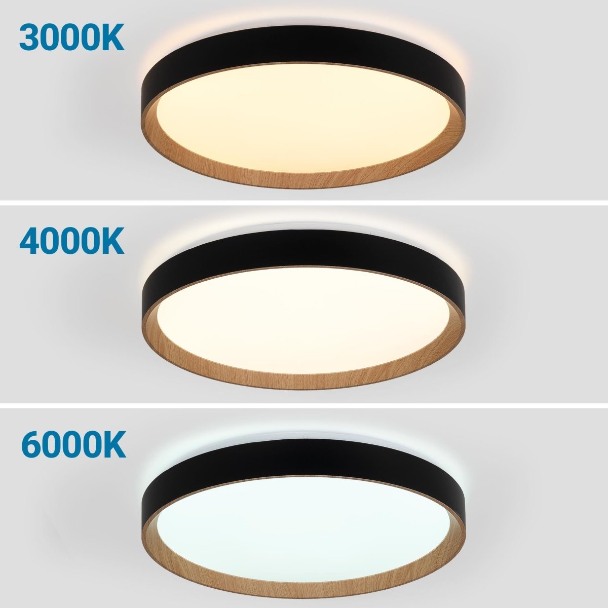Lámpara de techo LED CCT tipo plafón - 36W - Efecto madera - Ø50cm - Barcelona Led-