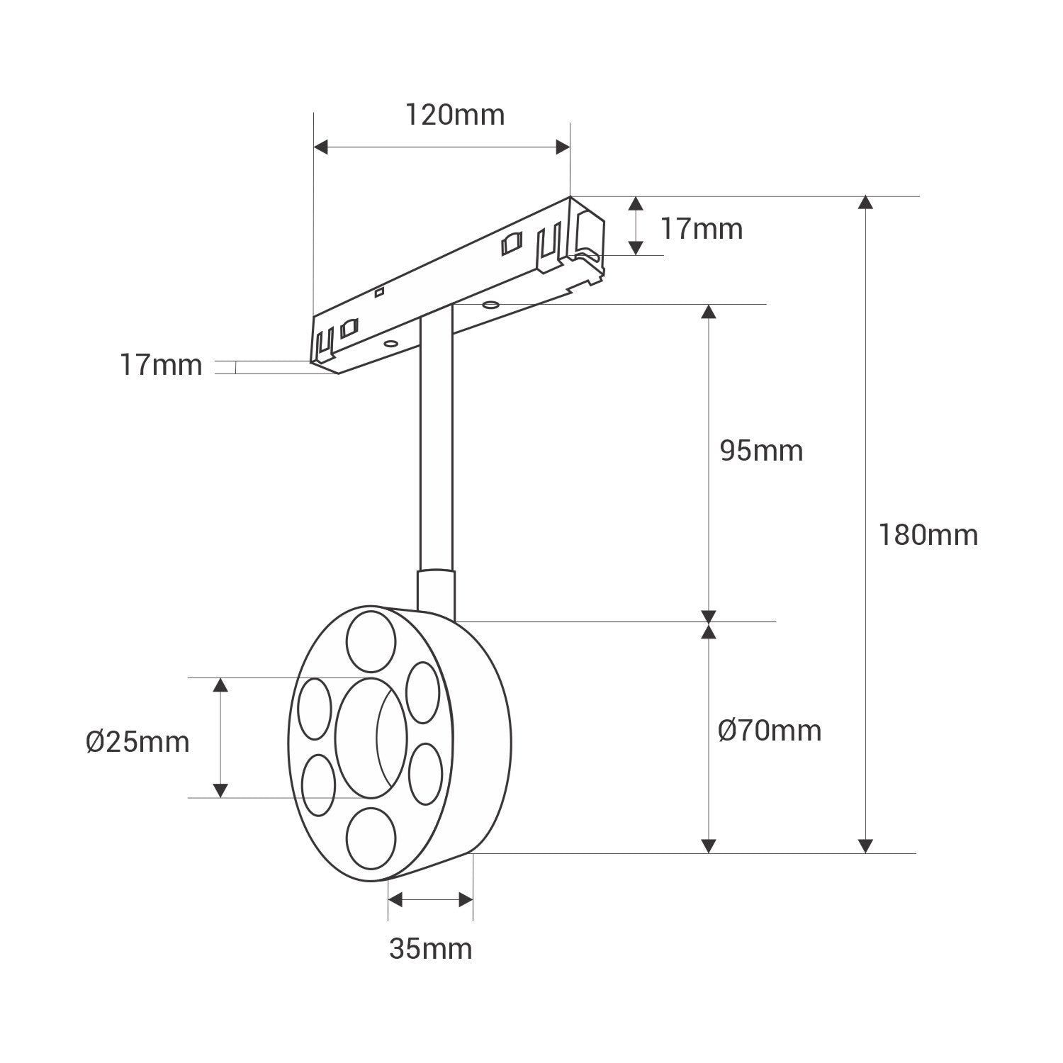 Luminaria circular LED para carril magnético 48V - Ø7cm - 6W - CRI90 - UGR18 - OSRAM (2)