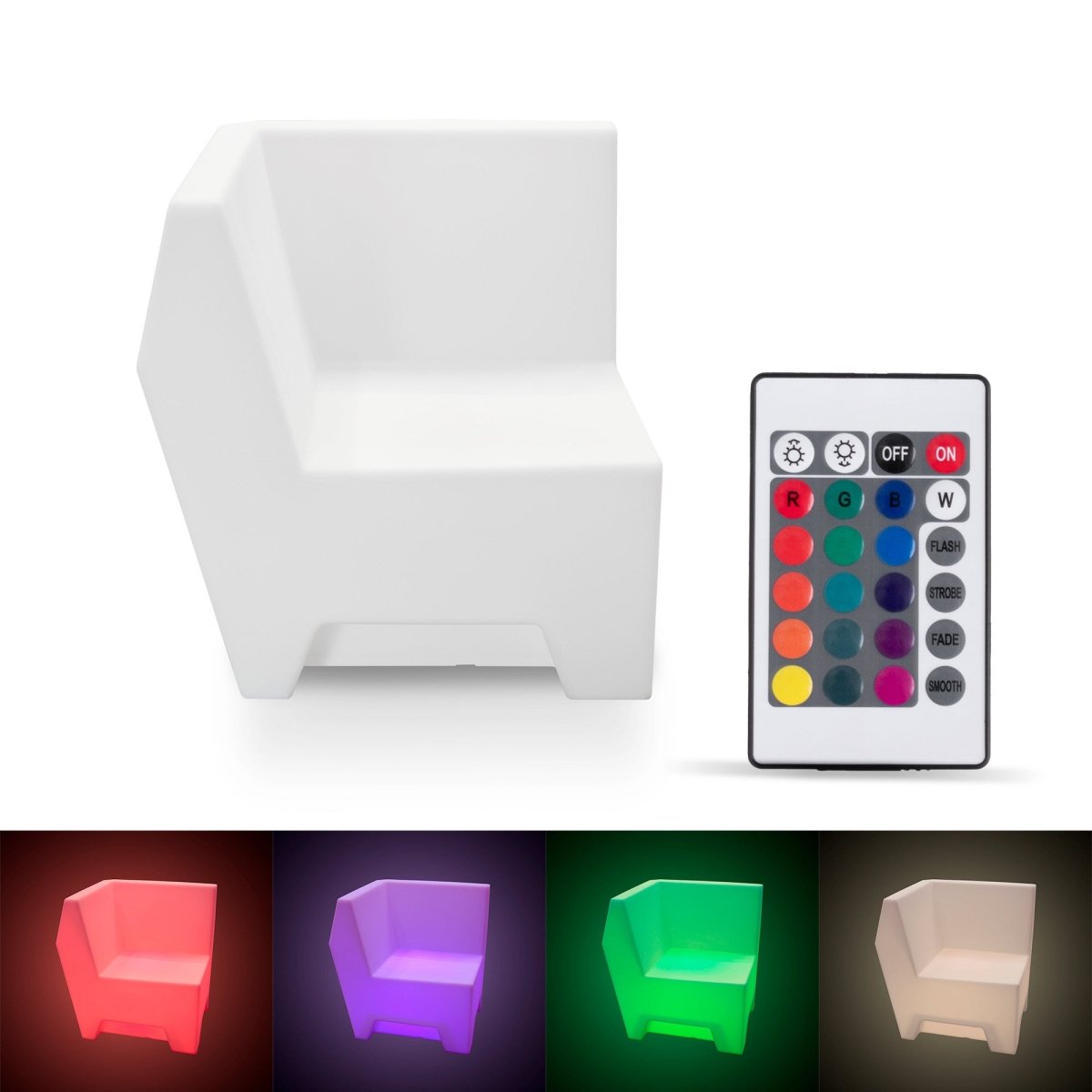 Asiento luminoso LED RGBW - 16W - Recargable - IP65 - Barcelona Led-Mobiliario