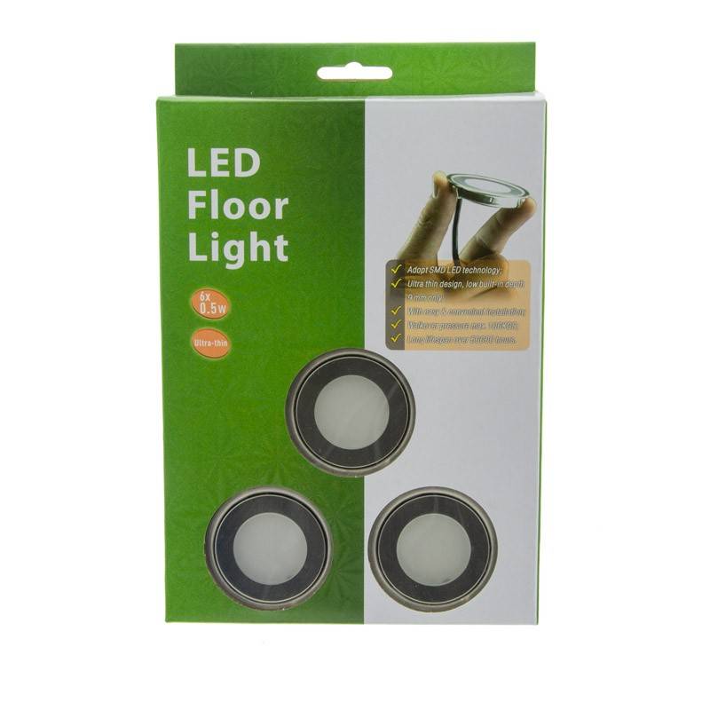 Kit 6 focos LED empotrables en suelo Ø58x9mm 0,5W 12V-DC IP67