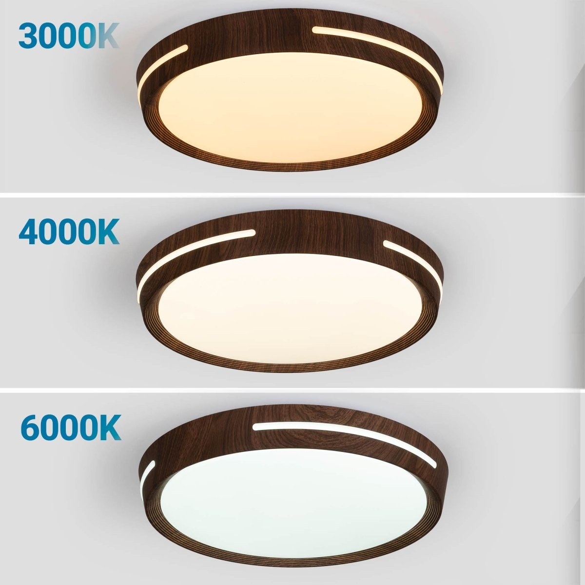 Plafón de techo LED CCT - 24W - Efecto lateral - Color madera Ø40cm - Barcelona Led-