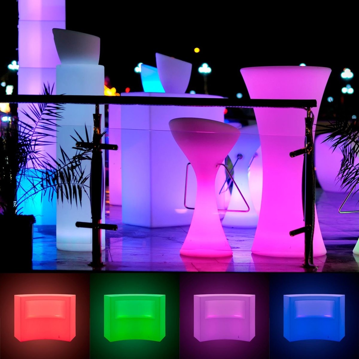 Barra de bar LED RGBW - 2 x 5W - Recargable - Diseño curvo - Barcelona Led-Mobiliario