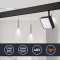 Square LED luminaire for magnetic track 48V - 9W - CRI90 - OSRAM Chip 2
