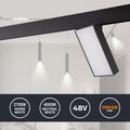 LED square fixture for magnetic track 48V - 18W - CRI90 - OSRAM 2