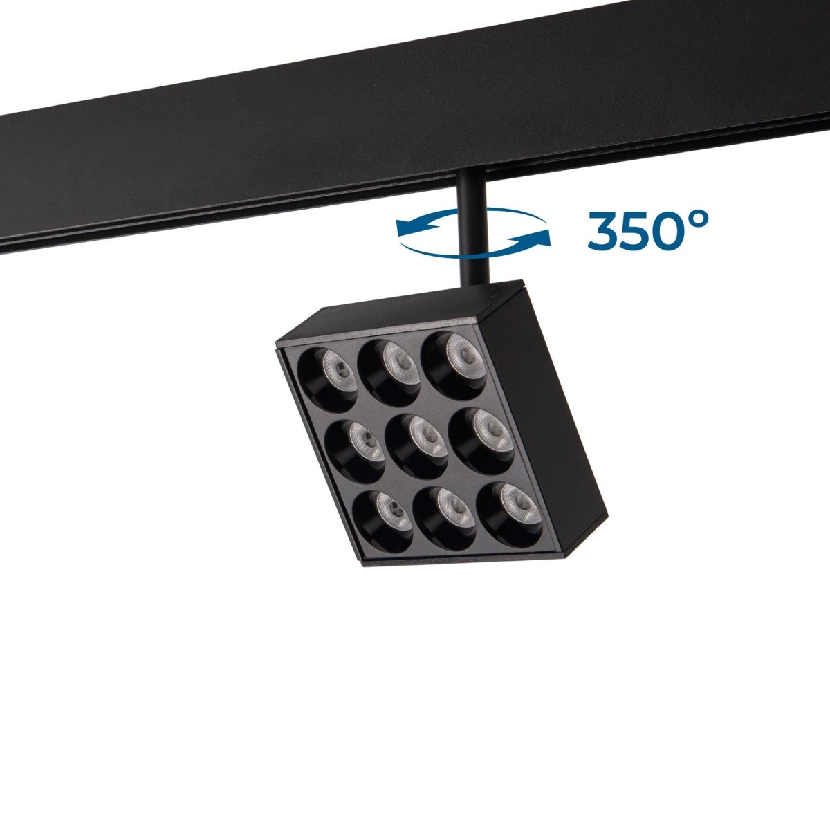 Luminaria cuadrada LED para carril magnético 48V - 9W - CRI90 - UGR18 - OSRAM - Barcelona Led-