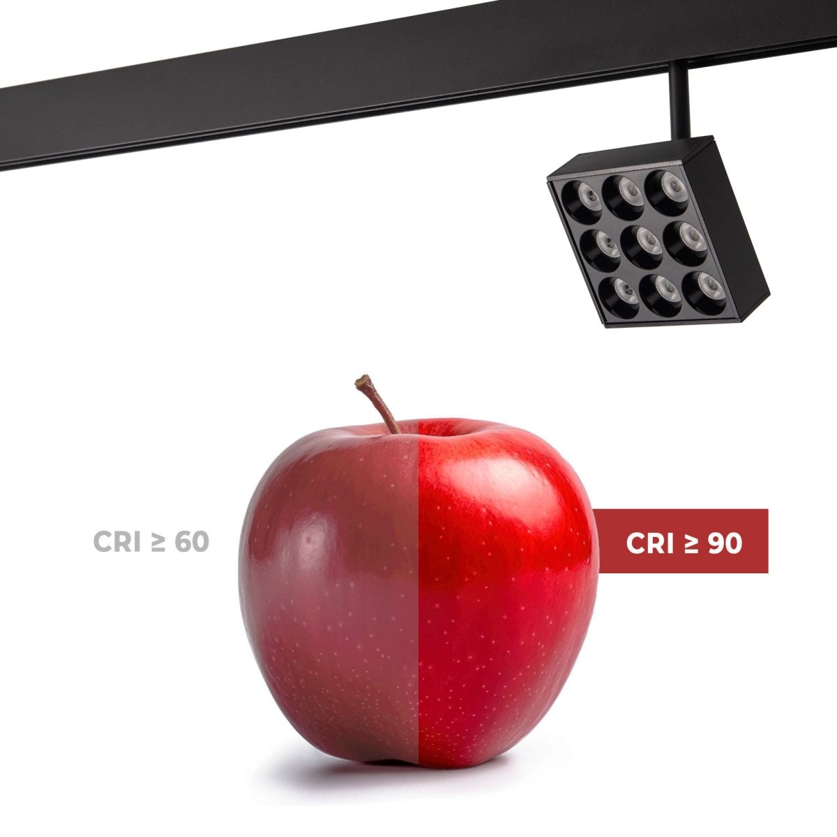 Luminaria cuadrada LED para carril magnético 48V - 9W - CRI90 - UGR18 - OSRAM - Barcelona Led-