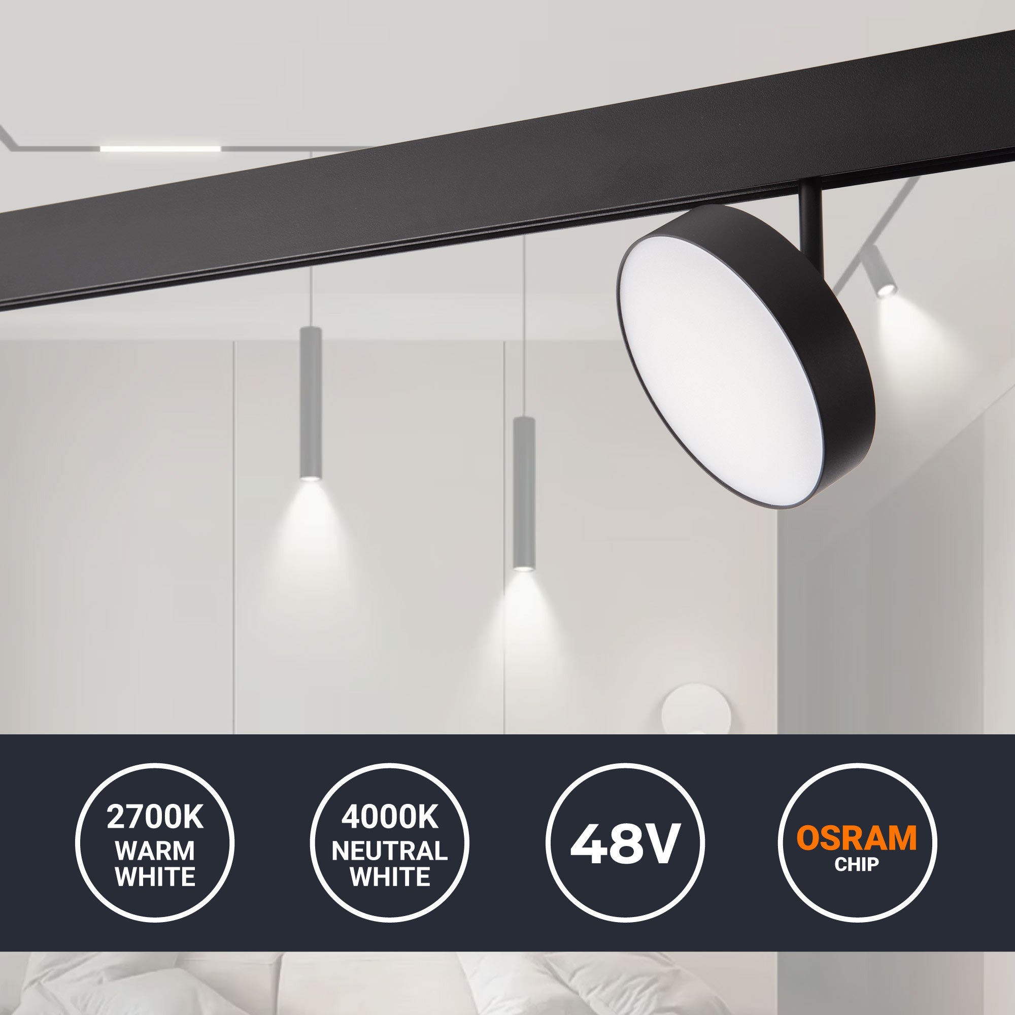 Luminaria circular LED para carril magnético 48V - Ø14.2cm - 18W - CRI90 - OSRAM (7)