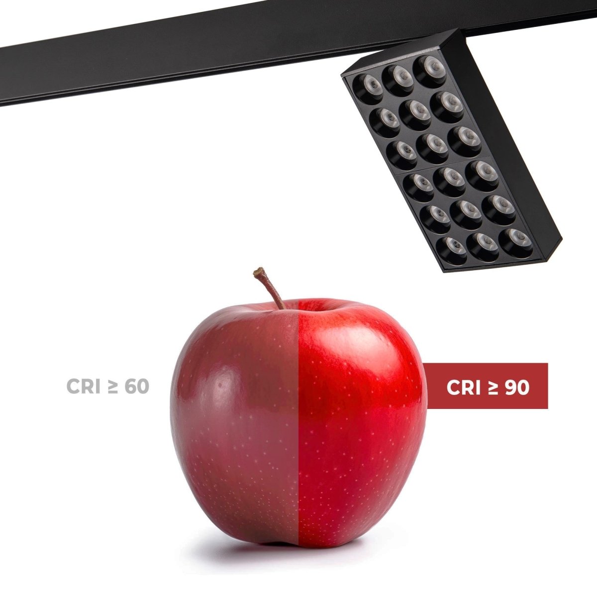 Luminaria cuadrada LED para carril magnético 48V - 18W - CRI90 - UGR18 - OSRAM - Barcelona Led-