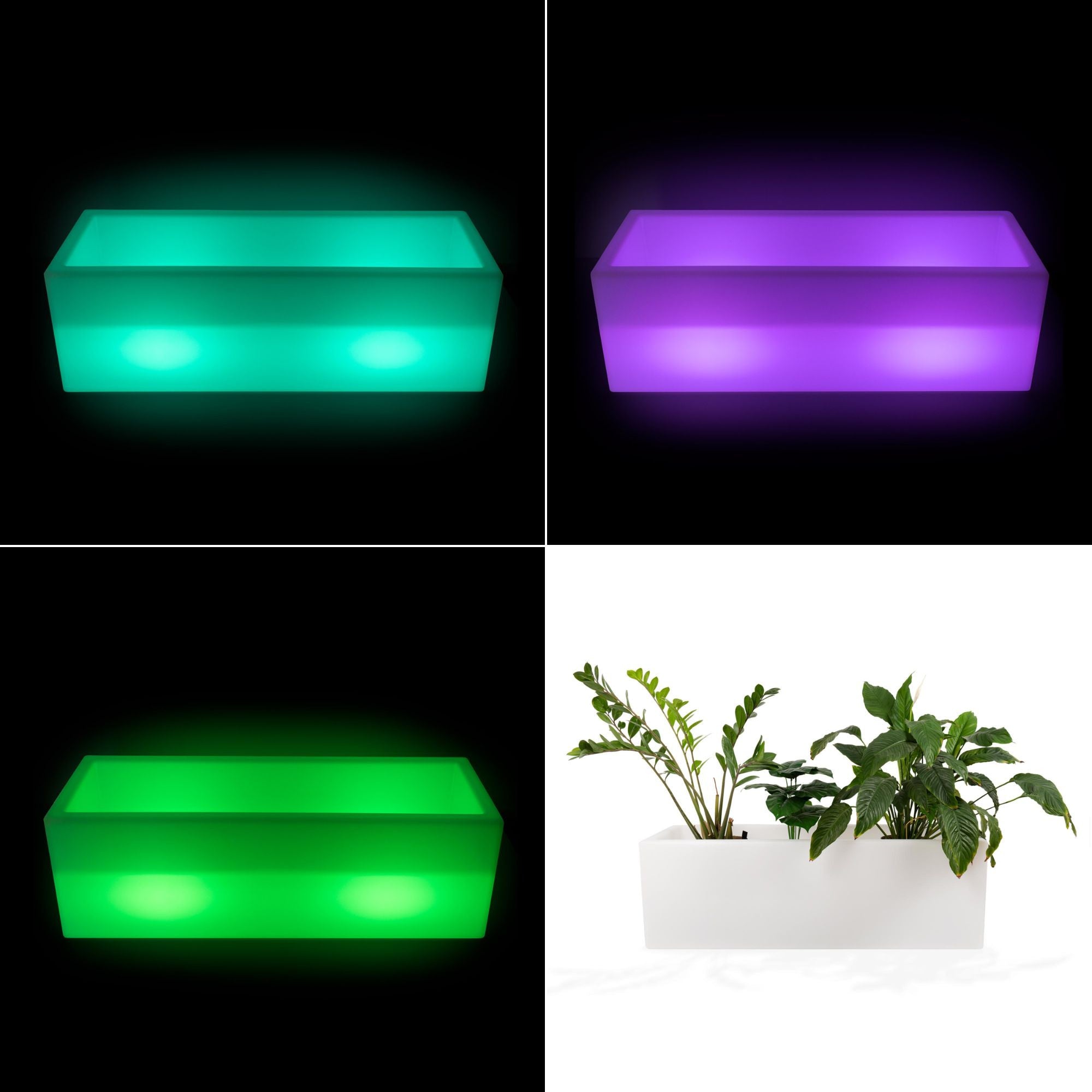 Macetero rectangular LED RGBW - 24W - Recargable - Mando a distancia (10)