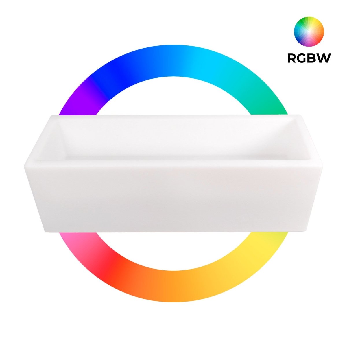 Macetero rectangular LED RGBW - 24W - Recargable - Mando a distancia - Barcelona Led-Mobiliario