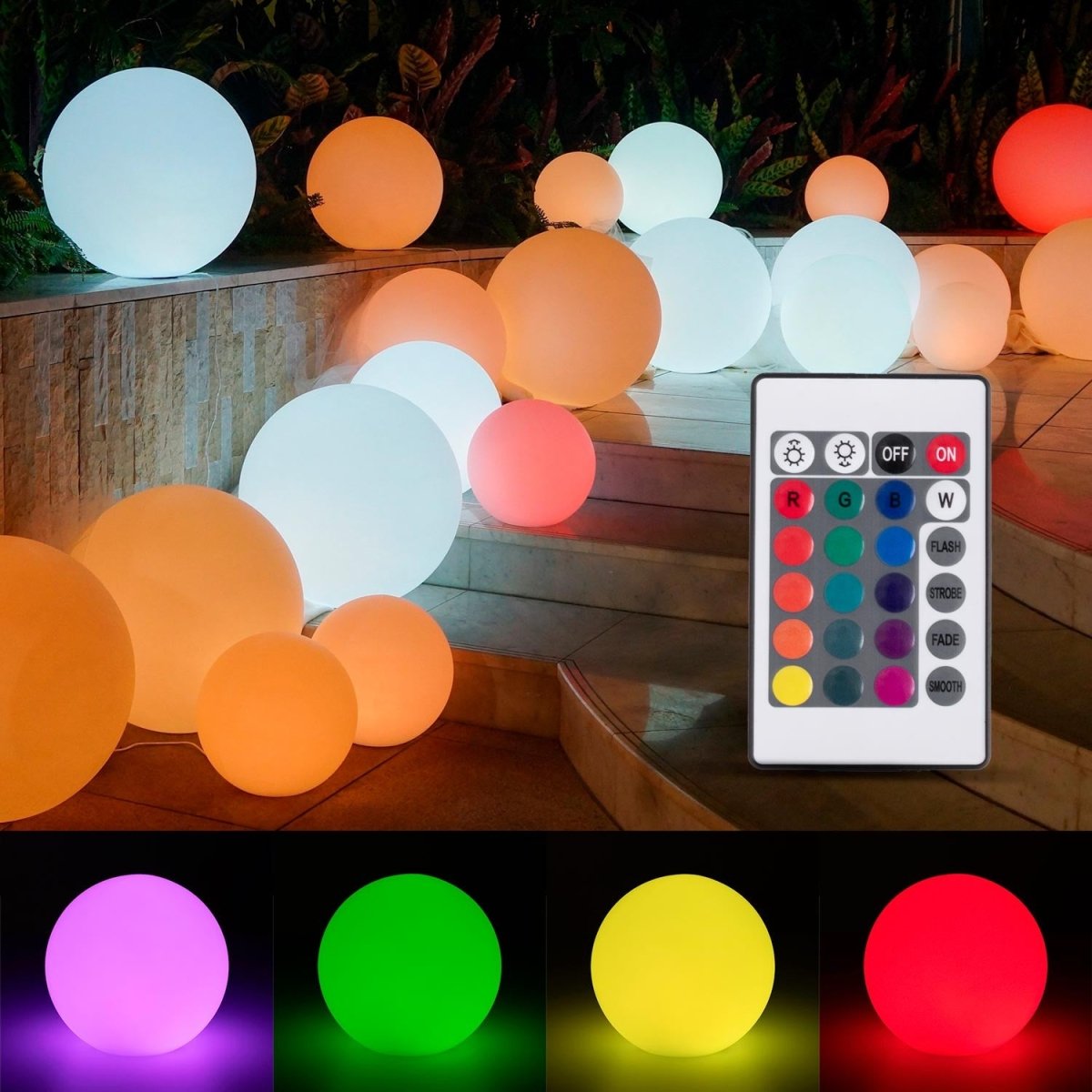 Lámpara de mesa o suelo esfera exterior - RGBW - 2W- Ø40cm - Recargable - Barcelona Led-
