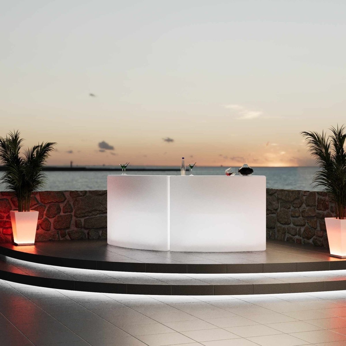 Barra de bar LED RGBW - 2 x 5W - Recargable - Diseño curvo - Barcelona Led-Mobiliario