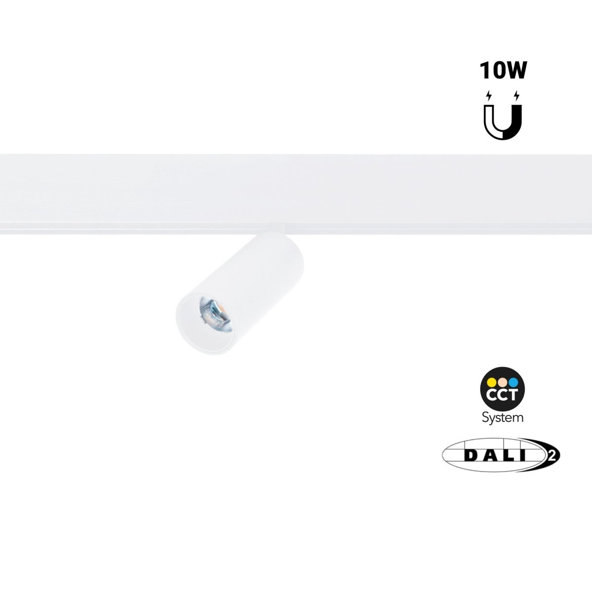 Foco LED para carril magnético 48V - 10W - DALI-2 regulable - Negro - Barcelona Led-