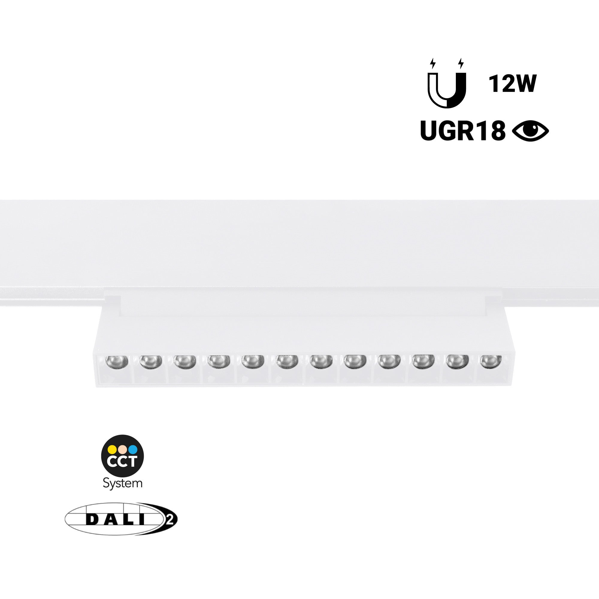 Foco lineal orientable para carril magnético 48V CCT - 12W - DALI regulable - UGR18 (1)